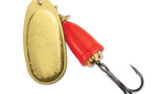 "Blue Fox Classic Vibrax Spinner" — Gold-Fluorescent Red — №6