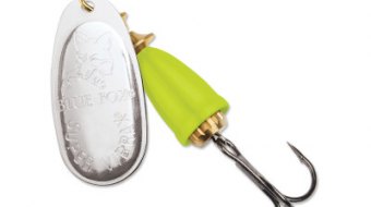 "Blue Fox Classic Vibrax Spinner" — Silver-Fluorescent Yellow — №6