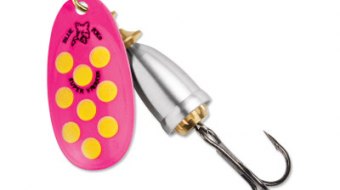 "Blue Fox Classic Vibrax Spinner" — Hot Pink-Fluorescent Yellow-Silver UV — №6