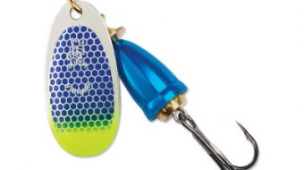"Blue Fox Classic Vibrax Spinner" — Blue Scale Chartreuse Tip UV — №6