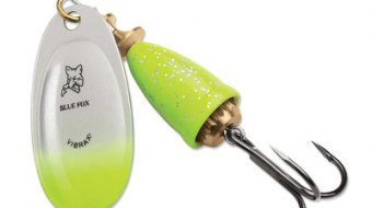 "Blue Fox Classic Vibrax Spinner" — Chartreuse Blue Candyback — №6