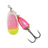 "Blue Fox Classic Vibrax Spinner" — Pink Scale Chartreuse Tip UV — №3